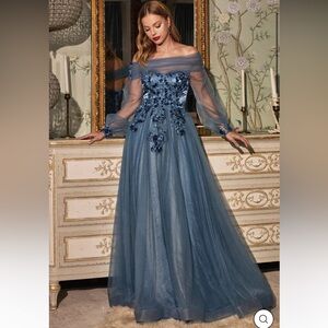 Ladivine by Cinderella Divine Blue Prom Dress CD978